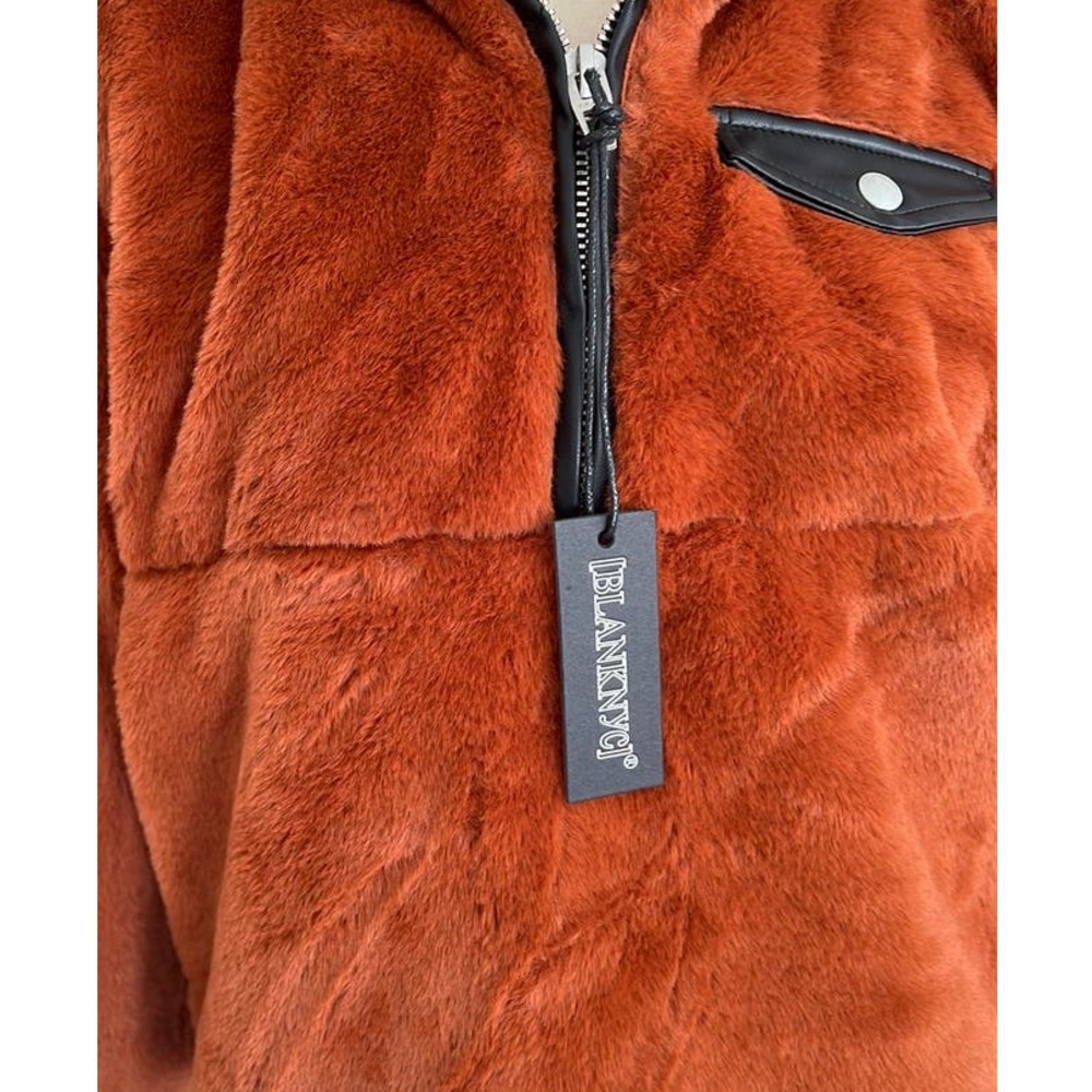 NWT Blank NYC Orange Half Zip Pullover Plush Coat Jacket Women’s Small - Picture 3 of 6